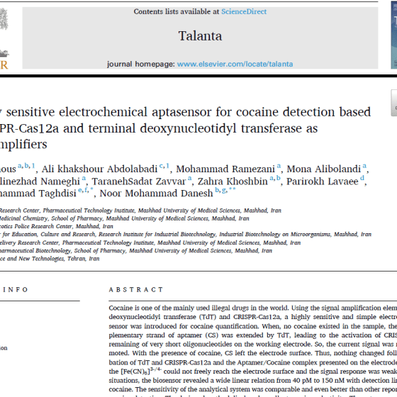 A highly sensitive electrochemical aptasensor for cocaine detection based on CRISPR-Cas12a and terminal deoxynucleotidyl transferase as signal amplifiers