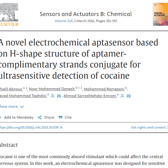 A novel electrochemical aptasensor based on H-shape structure of aptamer-complimentary strands conjugate for ultrasensitive detection of cocaine