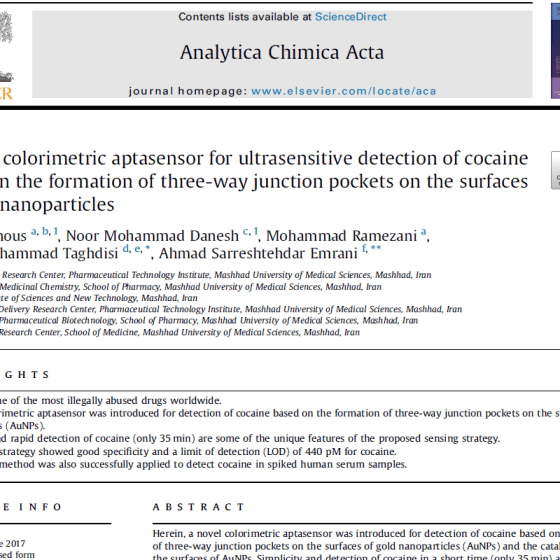 A novel colorimetric aptasensor for ultrasensitive detection of cocaine based on the formation of three-way junction pockets on the surfaces of gold nanoparticles